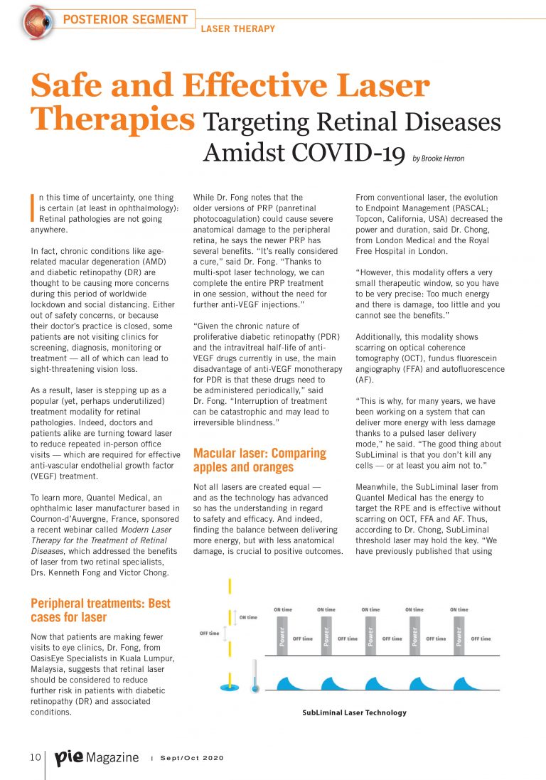 Safe and Effective Laser Therapies: Targeting Retinal Diseases Amidst COVID-19