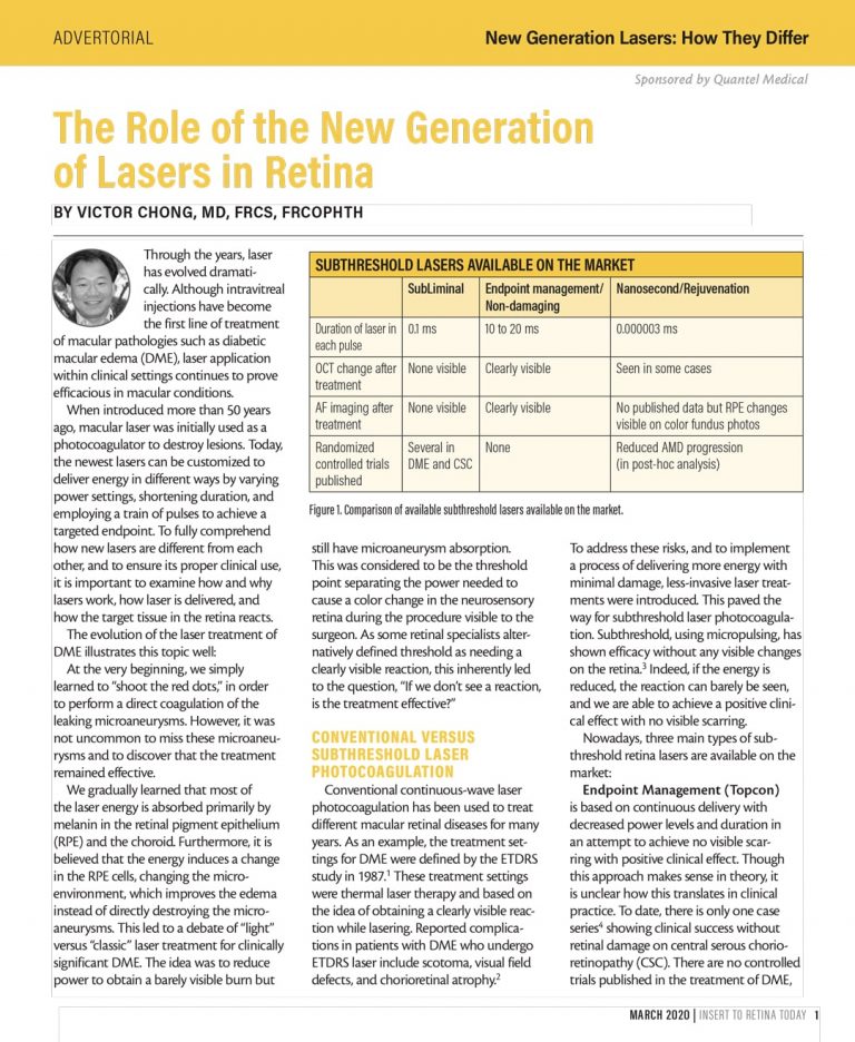 The Role of the New Generation of Lasers in Retina