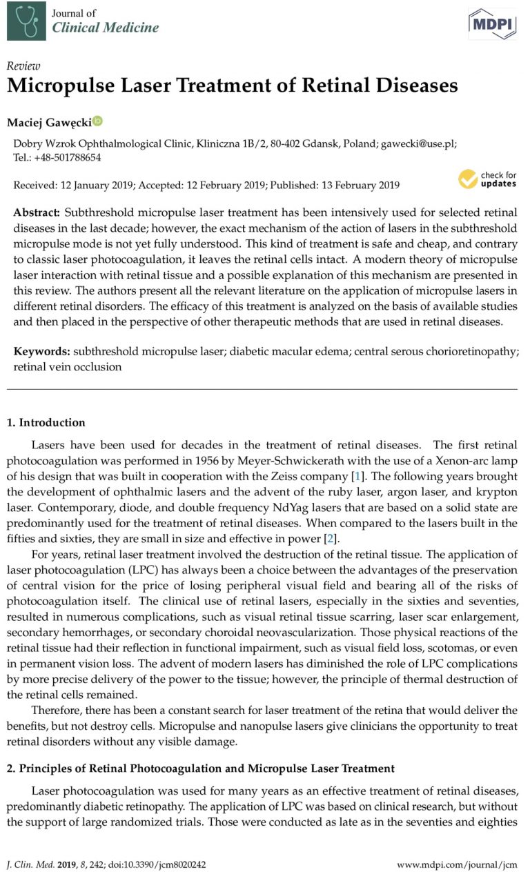 Micropulse Laser Treatment of Retinal Diseases