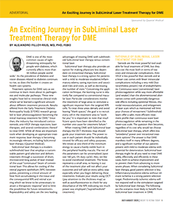 An Exciting Journey in SubLiminal Laser Treatment Therapy for DME