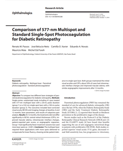 Comparison of 577-nm Multispot and Standard Single-Spot Photocoagulation for Diabetic Retinopathy