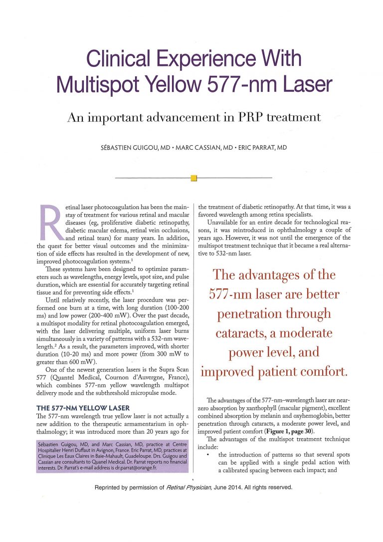 Clinical experience with multispot yellow 577nm